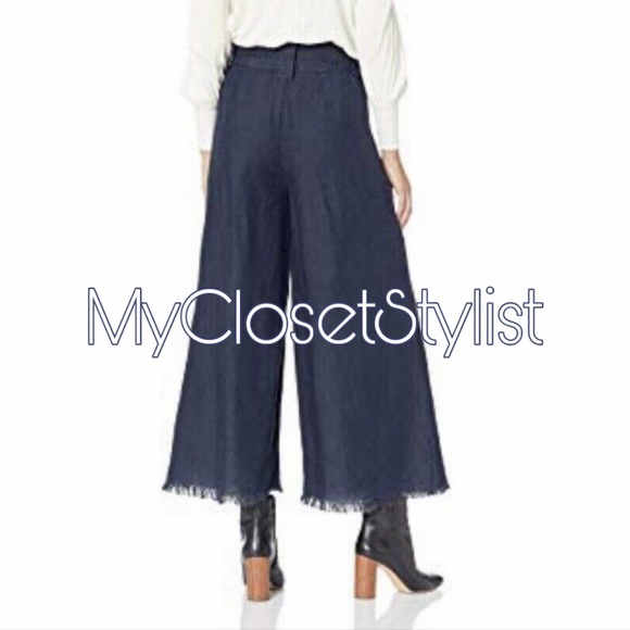 SMYM MuMu Flowy Flare Festival Bells TENCEL LINEN Pants! NWT S mu mu blue small - Picture 4 of 4